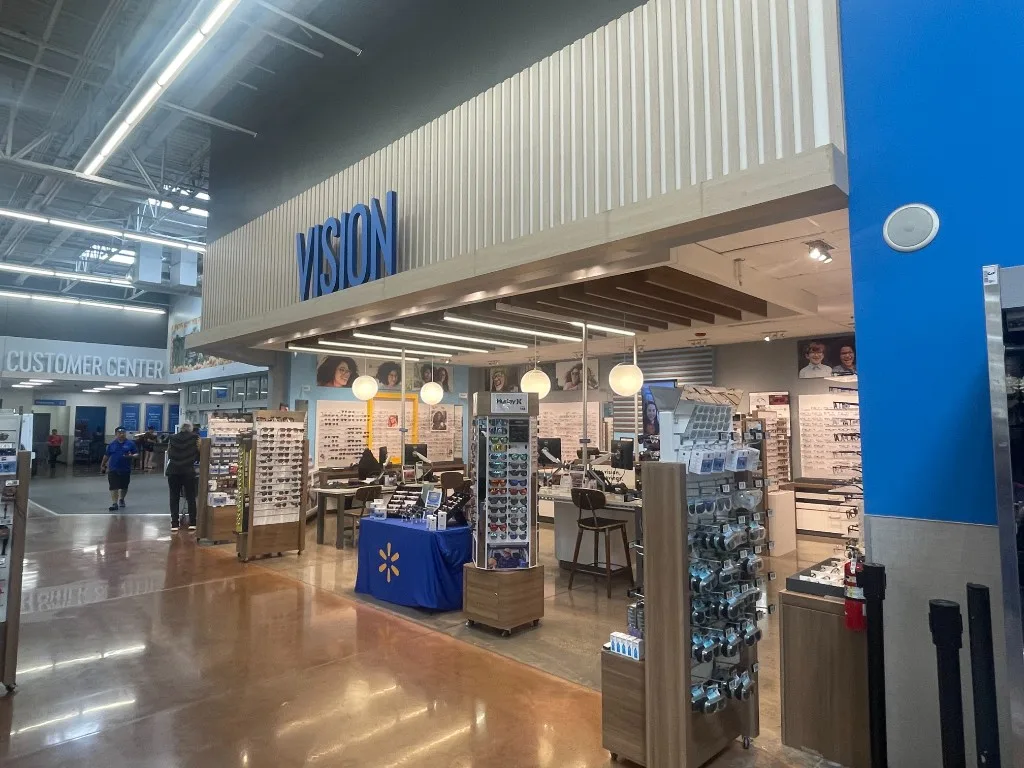 Clear Sight Hawaii vision center inside Pearl City Walmart — eyeglass displays and consultation area